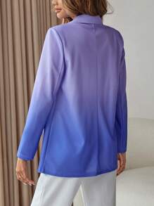 SHEIN Privé Ombre Lapel Neck Blazer - Purple - View 2