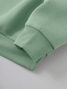 Tween Girl Letter Graphic Thermal Lined Sweatshirt - Green - View 4