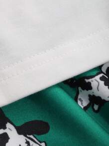 DAZY Cartoon Graphic Drop Shoulder Tee & Pants Lounge Set - White - View 7