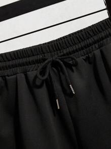 Manfinity Dauomo Nam Áo phông trơn & Eo dây rút Quần short - Xám - Xem 7