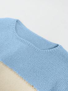 Women's Oversized Color Block Sweaters Fall Casual Lightweight Ribbed Knit Crewneck Pullover Sweater Long Sleeve Tops - Multicolor - View 5