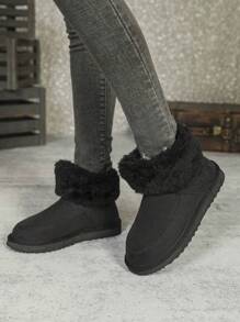 Styleloop Black Home Snow Boots Winter Warm Furry Comfortable Slippers, New Arrival Classic - Black - View 2