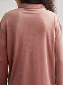 Ocili Leisure Drop Shoulder Pocket Patched Lounge Set - Dusty Pink - View 6