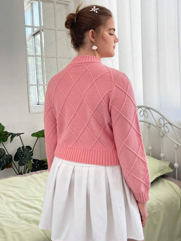 Plus Size Stand Collar Long Sleeve Pullover Sweater