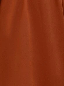 SHEIN Frenchy Tay áo cuộn Eo dây rút Mở Mặt trước áo - Rỉ Nâu - Xem 7
