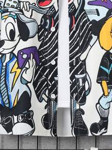 SHEIN Tween Boy's Cute Printed Loose Fit Long Sleeve Cardigan Shirt With Lapel Collar - Multicolor - View 5