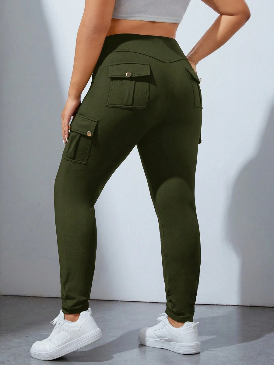 SHEIN EZwear Hơn Túi có nắp Xà cạp - xanh quân đội - Xem 1
