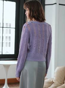 Anewsta 素色V領短款毛衣