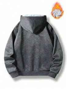 Manfinity Homme Loose Fit Men's Thermal Lined Zip Up Hooded Jacket - Dark Grey - View 2