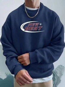 男士字母圖案加絨內裏運動衫