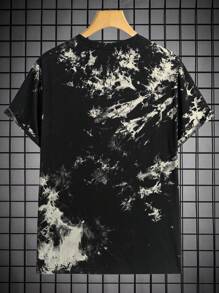 Manfinity RebelGame 男士紮染骷髏手掌圖案T恤 - 黑與白 - 查看 2