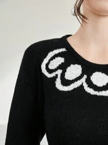 Modelyn 幾何圖案毛衣裙 - 黑與白 - 查看 6