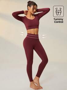 Lifespree Maglietta sportiva con leggings elasticità alta
