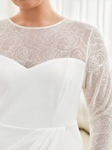 BizChic 大碼蕾絲肩部圍裹連衣裙不附腰帶 - 白色 - 查看 8