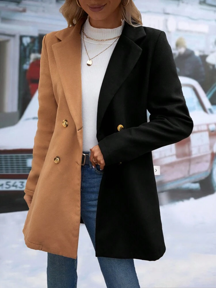 Two Tone Double Breasted Overcoat
