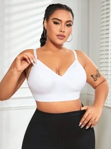 Plus Solid Crop Cami Top - White - View 4