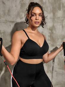 Yoga Basic Sujetador deportivo de tirantes unicolor - Negro - Ver 3