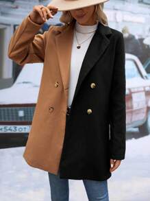 SHEIN LUNE Hai âm Đôi ngực Áo khoác - Nhiều màu - Xem 5