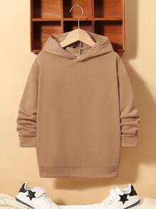 SHEIN Sudadera holgada y cómoda con estampado de conejo para niño preadolescente - Camel - Ver 2