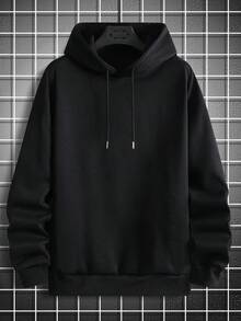 Manfinity EMRG 男式日文字母和龍紋印花寬鬆帽衫,帶束口 - 黑色 - 查看 8