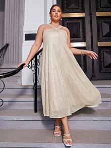 Sollinarry Plus Sequin Cami Dress - Champagne - View 5