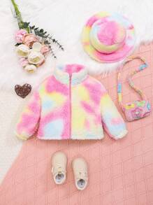 SHEIN 女嬰紮染絨毛外套&包&帽