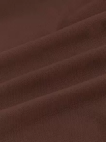 SHEIN ICON لباس علوي بأنبوب شبكي لون قهوة بحاشية غير متماثلة برباط