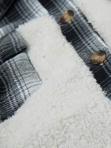 Thiếu niên cô gái Kẻ sọc tương phản In Thả vai Flannel áo - Nhiều màu - Xem 4