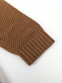 Manfinity Homme Men's Letter & Star Embroidery Long Sleeve Sweater - Coffee Brown - View 3