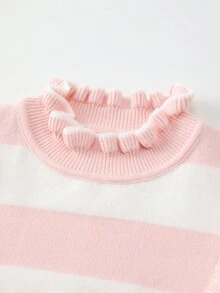 女嬰雙色荷葉邊喇叭袖套頭毛衣 - 彩色 - 查看 5