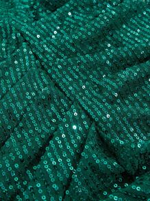 SHEIN BAE Christmas Ruched Split Thigh Sequin Cami Dress - Dark Green - View 9