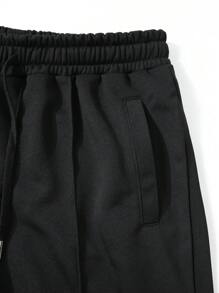 Manfinity Homme Men Drawstring Waist Slant Pocket Sweatpants - Black - View 4