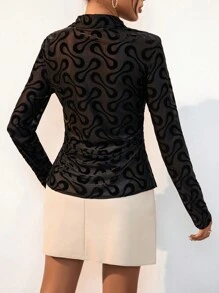 SHEIN Clasi Allover Print Button Up Shirt - Black - View 2