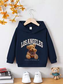 SHEIN 小男孩熊和字母图案卫衣 - 藏蓝色 - 查看 1