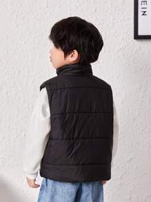 SHEIN 1pc Toddler Boys' Cool Workwear Style Vest With Pockets, Comfortable, Fashionable, Simple, Soft, Practical And Warm, Perfect For Autumn And Winter