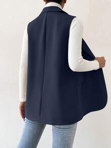 BizChic 西裝領雙排釦翻蓋細節馬甲西裝外套 - 藏蓝色 - 查看 2