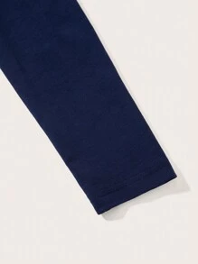 SHEIN EZwear Los Angeles Summer Outfit Long Sleeve Letter Graphic Crop Tee - Navy Blue - View 6