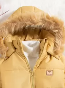 SHEIN Unity 女士连帽加厚棉服外套冬季毛绒领子