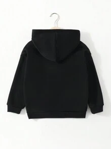 Tween Boy 1pc Letter & Figure Graphic Hooded Sweatshirt - Black - View 2