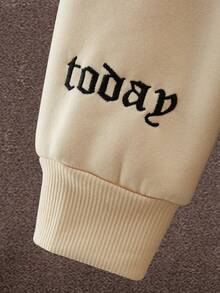 Manfinity Hypemode Nam Sọ Thêu Dây kéo Dây rút Hoodie Without Tee - Màu be - Xem 6