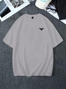 Manfinity Homme Plus Size Men's Bird Printed T-shirt - Light Grey - View 1
