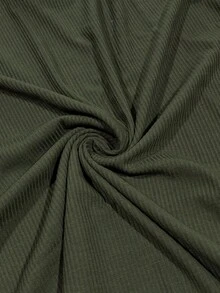 Half Button Scoop Neck Tee - Army Green - View 5