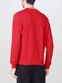 Men Floral Print Sweatshirt - Red - View 2