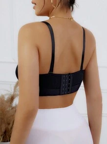 Solid Mesh Insert Shapewear Top - Black - View 4