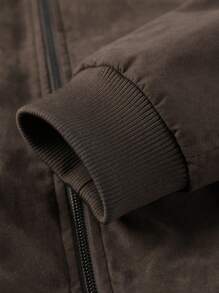 Manfinity Homme Loose Fit Men's Thermal Lined Jacket With Borg Collar - Brown - View 4