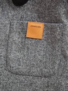 Cozy Pixies Baby Boy Patch Detail Double Pocket Hooded Duffle Overcoat - Grey - View 6