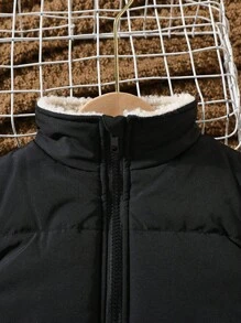 SHEIN 年轻女孩 1 件泰迪熊衬里拉链背心加厚外套