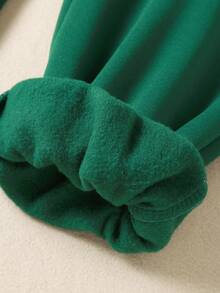 SHEIN EZwear In Đầu lâu Eo dây rút Quần thể thao - Màu xanh lá cây đậm - Xem 4