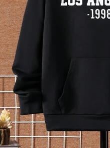 SHEIN Boys' Letter Print Hoodie And Pants Set - Black - View 6