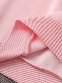 Plus Slogan Graphic Drop Shoulder Sweatshirt - Pink - View 4